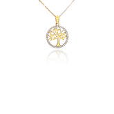 תליון זהב עץ החיים משובץ זרקונים